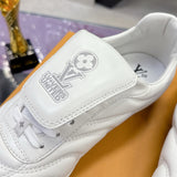 Men's Footprint Soccer Sneakers in White Premium Calfskin| 1AHDOA