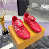 Men's Footprint Soccer Sneakers in Red Soft Calfskin |1AHDOR