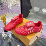 Men's Footprint Soccer Sneakers in Red Soft Calfskin |1AHDOR