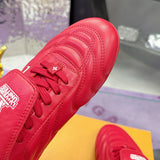 Men's Footprint Soccer Sneakers in Red Soft Calfskin |1AHDOR