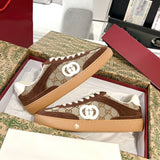 Men's GG Supreme Dark Brown Canvas and Suede Sneakers |791742 AAEGA 2242