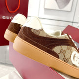 Men's GG Supreme Dark Brown Canvas and Suede Sneakers |791742 AAEGA 2242