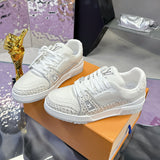 Men's Trainer Sneaker White Patchwork Snake Print |1AB8PT