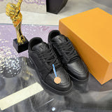 Men's Trainer Sneakers Black grained calf leather, suede, or fabric combination |1A9AD4