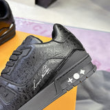 Men's Trainer Sneakers Black grained calf leather, suede, or fabric combination |1A9AD4