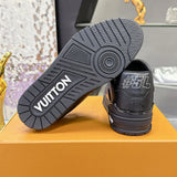Men's Trainer Sneakers Black grained calf leather, suede, or fabric combination |1A9AD4
