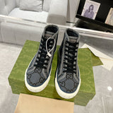 Men's Tennis 1977 Series High-Top Black GG Monogram Sneakers |771463 FACTD 1144