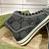 Men's Tennis 1977 Series High-Top Black GG Monogram Sneakers |771463 FACTD 1144