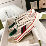 Tennis 1977 Series Women's Beige/Ebony Classic GG Canvas Sneakers| 606110 HVK20 9766