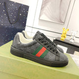 Men's Ace Series Black GG Crystal Canvas Sneakers |760775 FACRF 1163