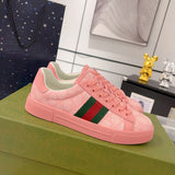 Women's Ace Series GG Crystal Canvas Pink Low-Top Sneakers| 760774 FACRF 5856