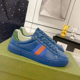 Ace Series Men's Blue Leather Woven-Lace Low-Top Sneakers |701460 0FI60 4061